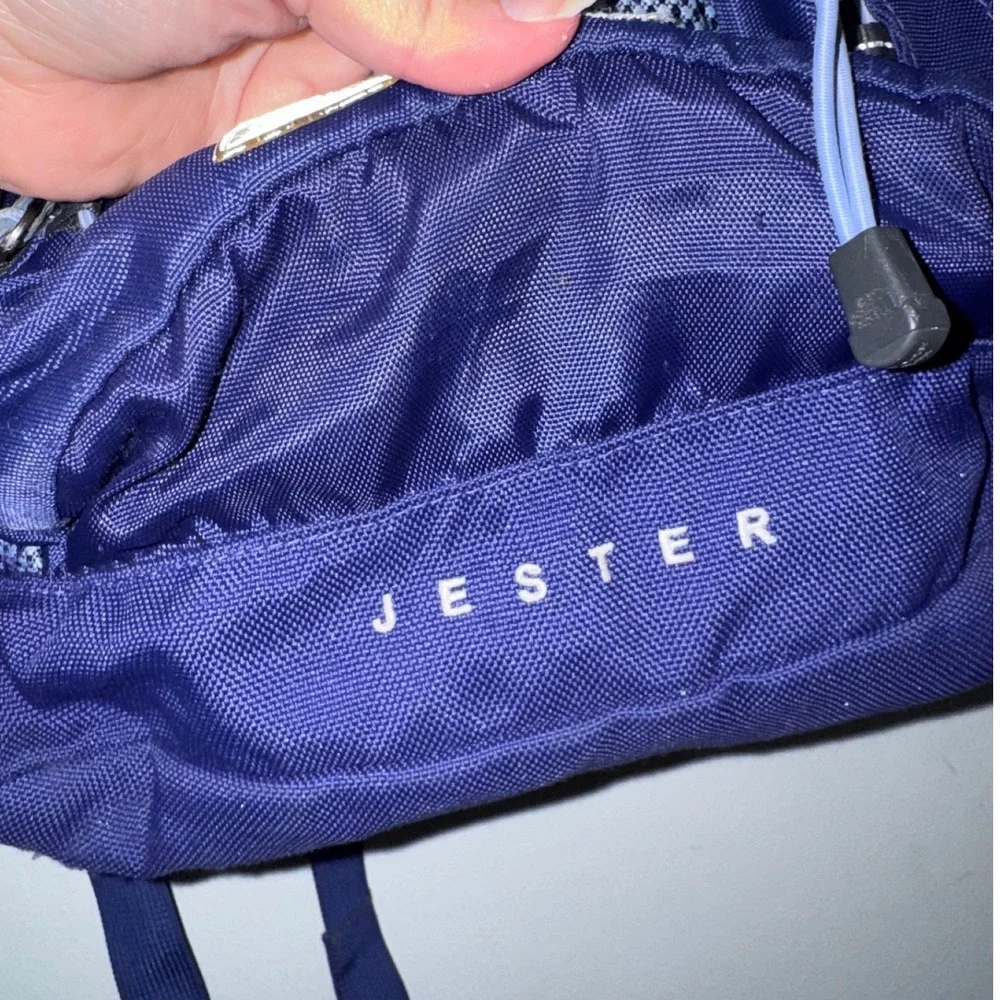 The North Face Jester Backpack Blue Check Pattern T196 T596 Hiking School Bag